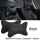 2pcs PU Leather Car Neck Pillow All Season Auto Neck Rest Universal (Black)