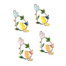 4 Piece Alloy Enamel Flower Leaves Branch Bird Connector Necklace Pendant Beads