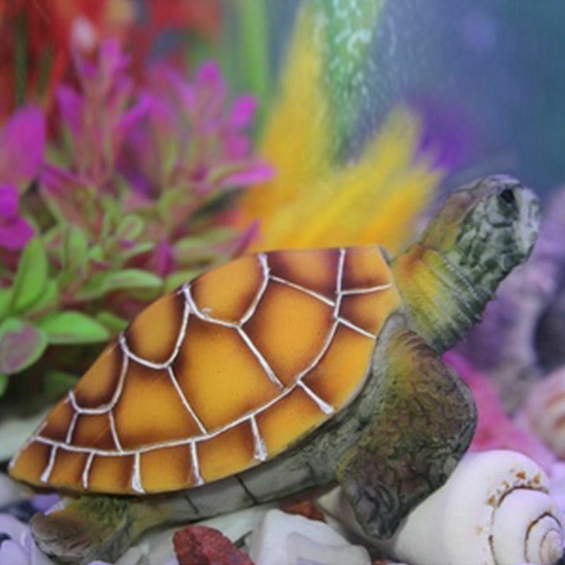 Aquarium Ornaments Decoration Artificial Turtle For Fish Tank Man Made Resi P1A5