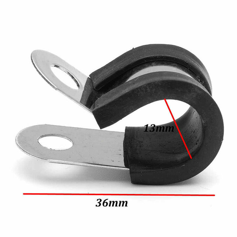 10Pcs Insulated 13mm 1/2" P Tube Clips Hose Pipe Line Clamp P Type 13x36mm