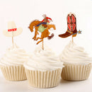 24pcs /Set Cowboy Cake Picks / Flags Party Cupcake Decoration