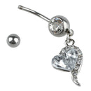 1pcs Rhinestone Crystal Heart Barbells Belly Button Rings Body Piercing whi