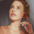 New Fashion Street Style Hyperbole Big Red Heart Stud Earrings For Women Go