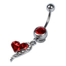 1pcs Rhinestone Crystal Heart Barbells Belly Button Rings Body Piercing red X5Z1