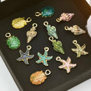 13 Pcs/Set Mixed Metal Starfish Conch Shell Charms Pendant DIY Jewelry Making @