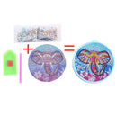 5D Diamond Elephant Painting LED Light Full Drill Round Night Lamp Party Decor