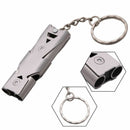Stainless Steel Outdoor Camping Survival Double Tubes Emergency Whistle Keychain