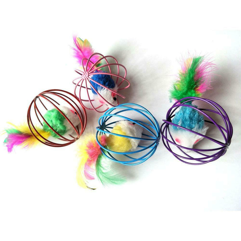 6pcs/Set Fur False Plush Mouse Cage Pet Cat Feathers Rat Interactive Toys