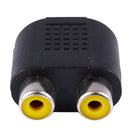 3.5mm Female Socket to Dual Female RCA Jack AV Adapter Splitter Black E1C4