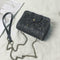 Sequins Bags Leather Splicing Women Shoulder Crossbody Square Bag (Black) A