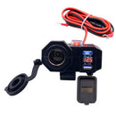New Motorcycle Cigarette Lighter Socket Outlet Dual USB Charger LED Voltmeter