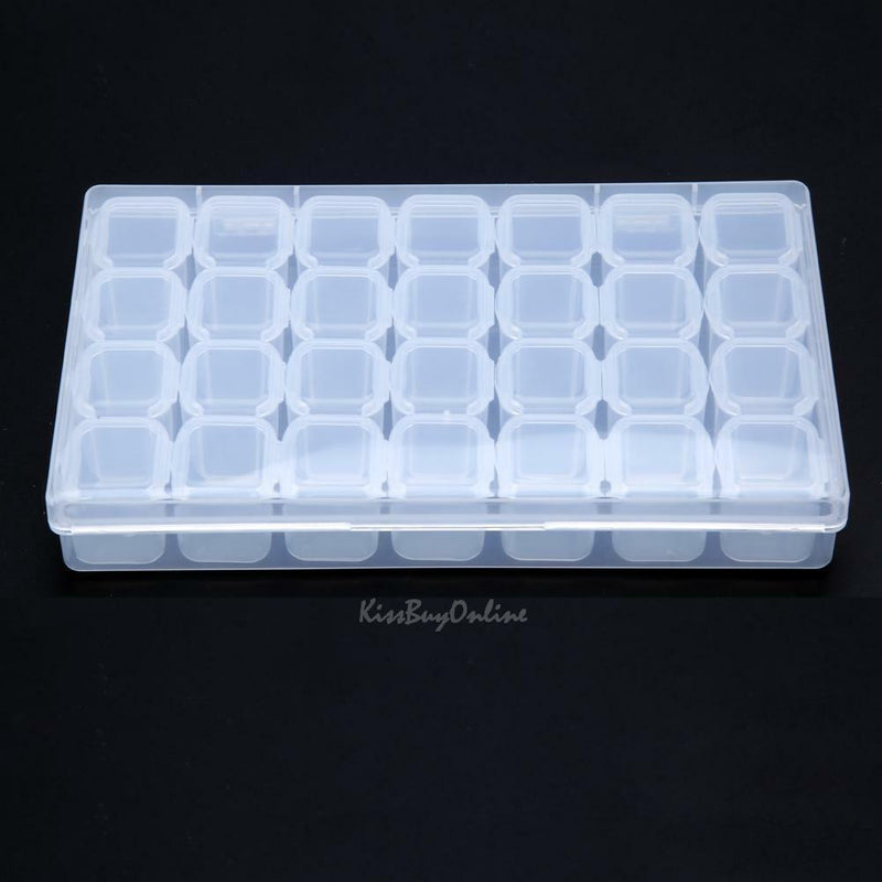28 Compartment Plastic Jewelry Craft Storage Box Case Beads Container Organizer