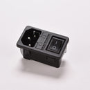 AC 250V 10A 3-pin Rocker Switch IEC320 C14 Power Inlet Socket With Fuse M&E