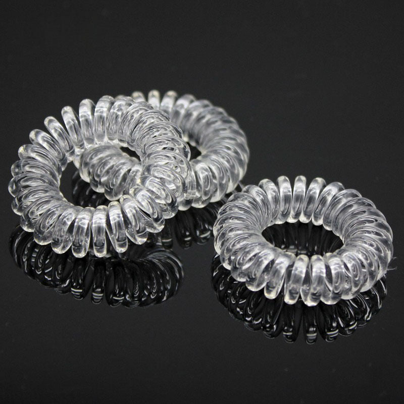 3Ã— Women Clear Elastic Rubber Hairband Phone Wire Hair Tie Rope Band Ponytail