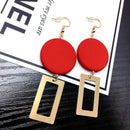 Fashion Diy Wooden Round Earrings Jewelry Long Earrings Geometric Rectangul M3P2