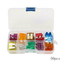 50pcs Mixed Medium Standard Car Auto Blade Fuses Assortment Kit Box 3A~40A Amp