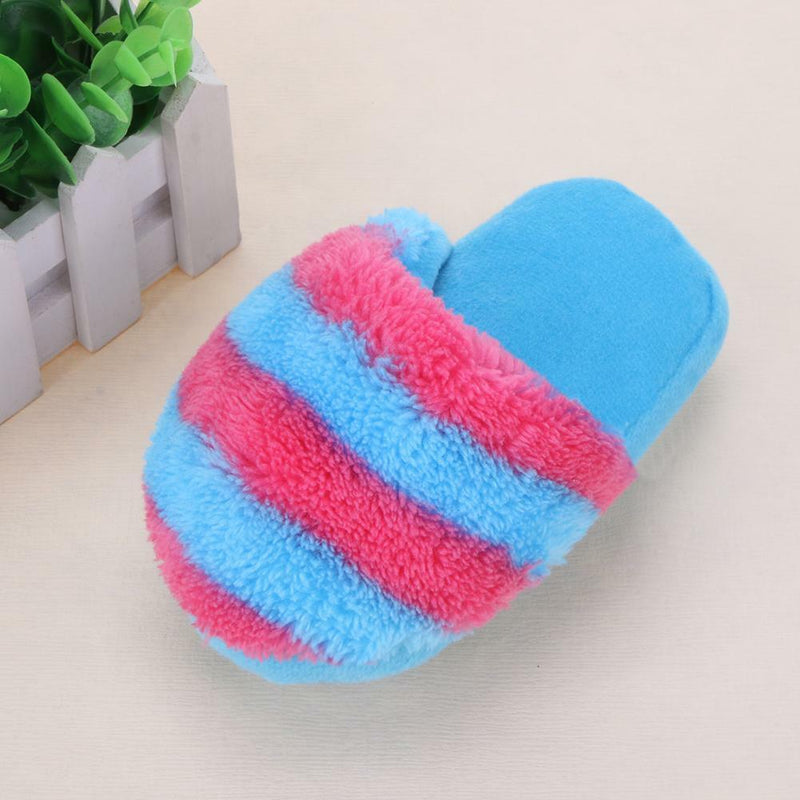 Pet Puppy Chew Squeaker Squeaky Plush Sound Striped Slipper Treat For Dog Toys