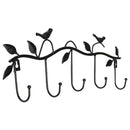 Iron Birds Leaves Hat/Towel/Coat Wall Decor Clothes Hangers Racks With 5 Ho D6Z7