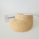 Ladies Anti-Uv Roll Up Sun Visor Hat Women Straw Raffia Sun Visor Caps N6U4