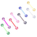 8PCS/Set Colorful Glitters Acrylic Barbell Ball Tongue Rings Piercing Jewe BX