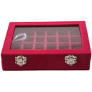 24 grid Display Box Jewelry Storage Glass Bracelet Watch pillow Buckle Rose