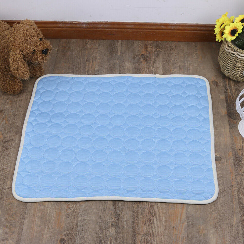 Summer Pet Cooling Ice Mat Cat Dog Sleeping Blanket Cushion (Sky Blue L) A