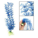 White Blue Plastic Grass Underwater Ornament for Fish Tank