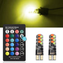 2PCS T10 COB RGB LED 6SMD Car Wedge Side Multicolor Light Bulbs w/Remote C PST