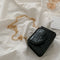 Pure Color Leather Mini Shoulder Bags Women Chain Messenger Bags (Black)