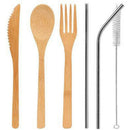 6 Pcs/ Set Reusable Bamboo Cutlery Set Portable Tableware Wooden Cutlery Fo
