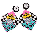 Exquisite Colorful Acrylic Long Drop Dangle Pop-Art Cubic Pattern Gift Women