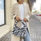 Women Winter Fur Handbag Plush Soft Shoulder Underarm Bag (White Zebra)
