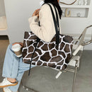 Women Leopard Handbags Fashion PU Leather Large Capacity Shoulder Tote Bag