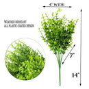 Artificial Shrubs (8-Pack); Faux Plastic Leafy Green Imitation Boxwood Plan V4N4