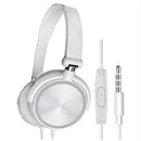 Wired Computer Headset Stereo Heavy Bass Earphones Over Ear White with Mic