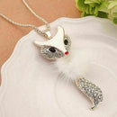 Women Sweater Necklace Diamond Long Chain Owl Fox