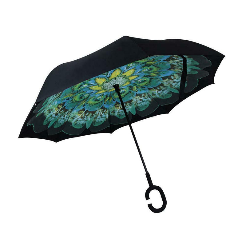 Womens Reverse Umbrella Double-Layer Uv Protection Upside Down Umbrella