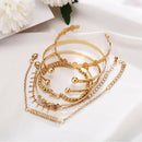 7Pcs/Set Bohemian Retro Crystal Geometry Open Bangle Bracelet Women JewelryS Kw