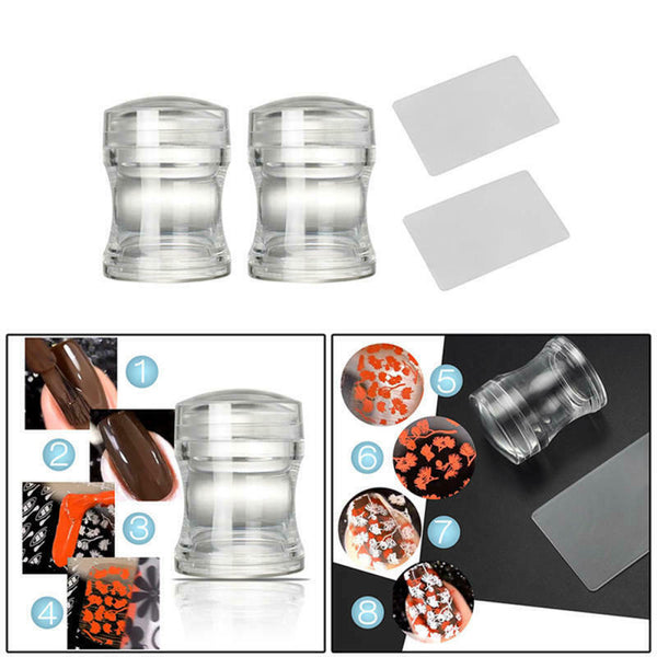 2pcs Clear Jelly Silicone Nail Art Stamper DIY Stamping Printing Manicure Tools