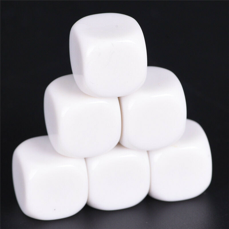 10Pcs 16mm Blank White Can Write Dice Count Cubes DIY Round Game Dice JBTOCA