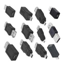 12Pcs/Set OTG USB 2.0 A Male To Female Micro USB Micro-B Mini-B Changer Data