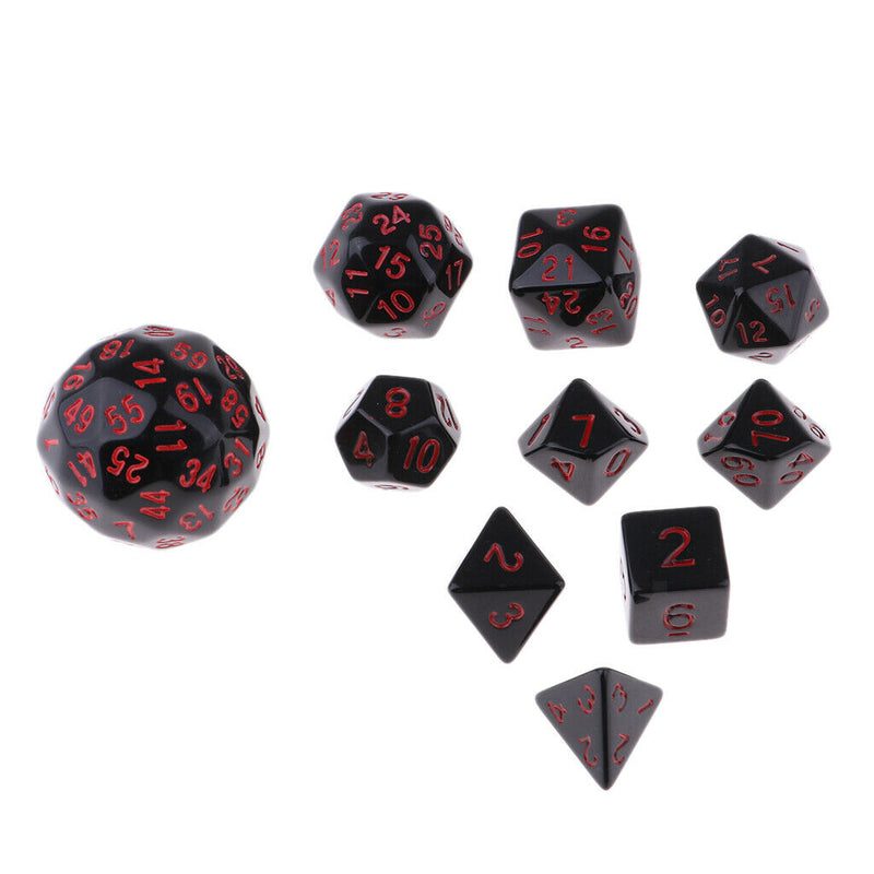 Pack Of 10 Polyhedral Dice For  DND Math Teaching Red