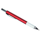 Multifunctional Screwdriver Blue Ink Ballpoint Pen Level Ruler Pen(Red)