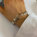 Fashion Single-layer Coarse Hollow Out Chain Bangle Key Buckle Bracelet Jewe Ew