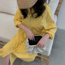 Fashion Women Shoulder Crossbody Bag PU Leather Solid Color Clutch (White)