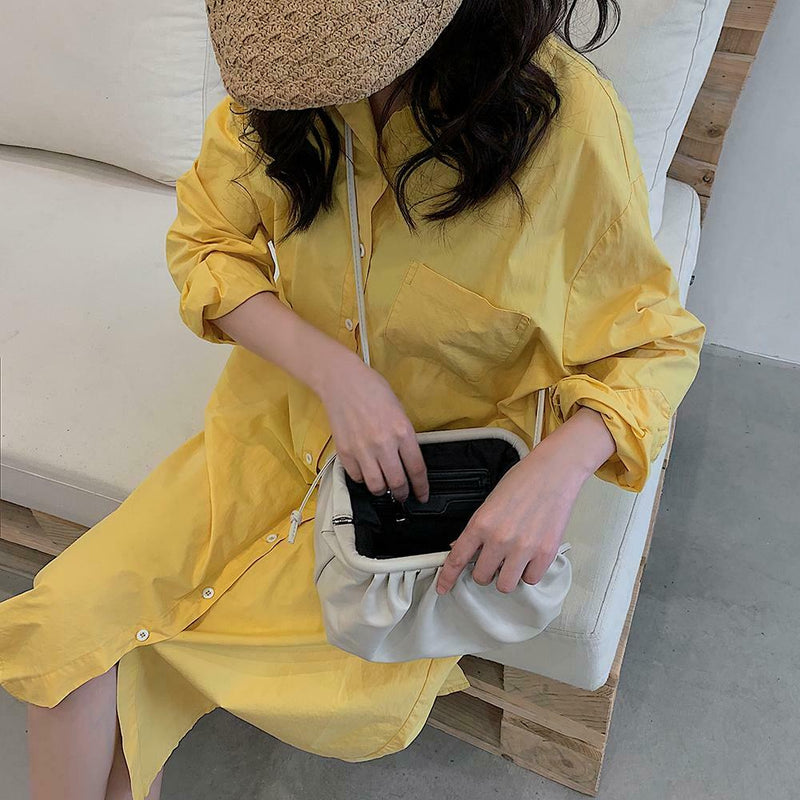 Fashion Women Shoulder Crossbody Bag PU Leather Solid Color Clutch (White)