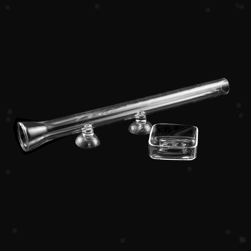 2x High Quality Aquarium Clear Shrimp Feeding 300mm Tube and Square Food Dish