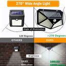 100 LED Solar Power PIR Motion Sensor Wall Light Garden Outdoor Waterproof Lamp