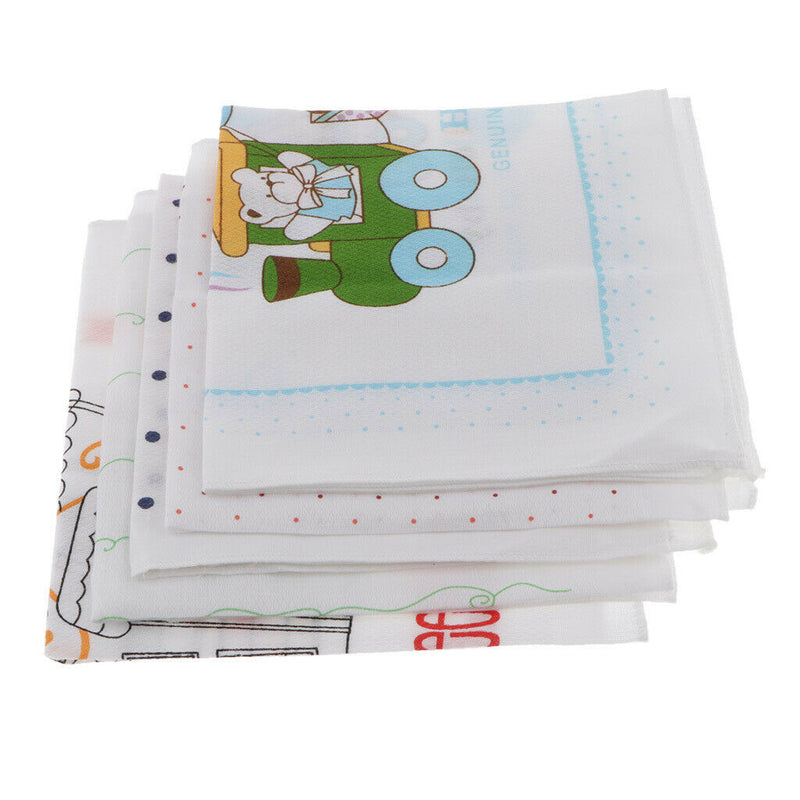 5pc Kids Cartoon Handkerchiefs Baby Hanky Comfy Soft Kerchiefs Party