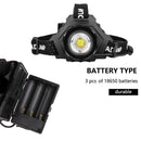 Zoom 2000lm XHP70LED Torch Flashlight Outdoor Camping Safety Smart USB Head Lamp